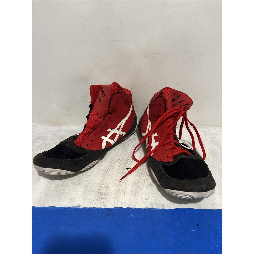 ASICS Snapdown 2 Red Black Wrestling Shoes J703Y Mens 10 Missing Lace